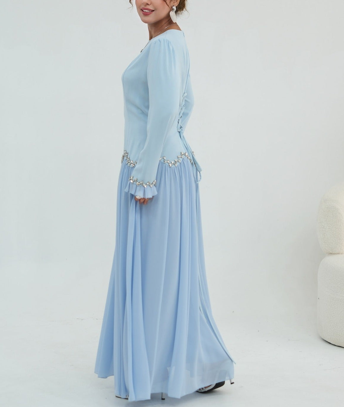 Mahnoor Beaded Chiffon Dress