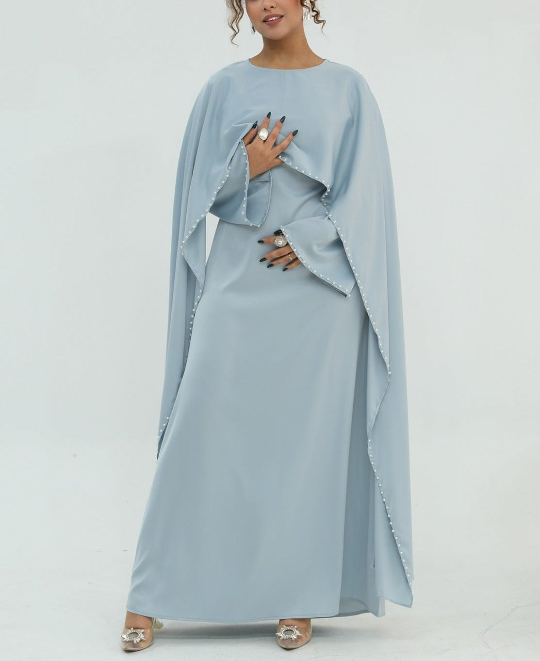 Zamina Pearl Dress- Satin Material