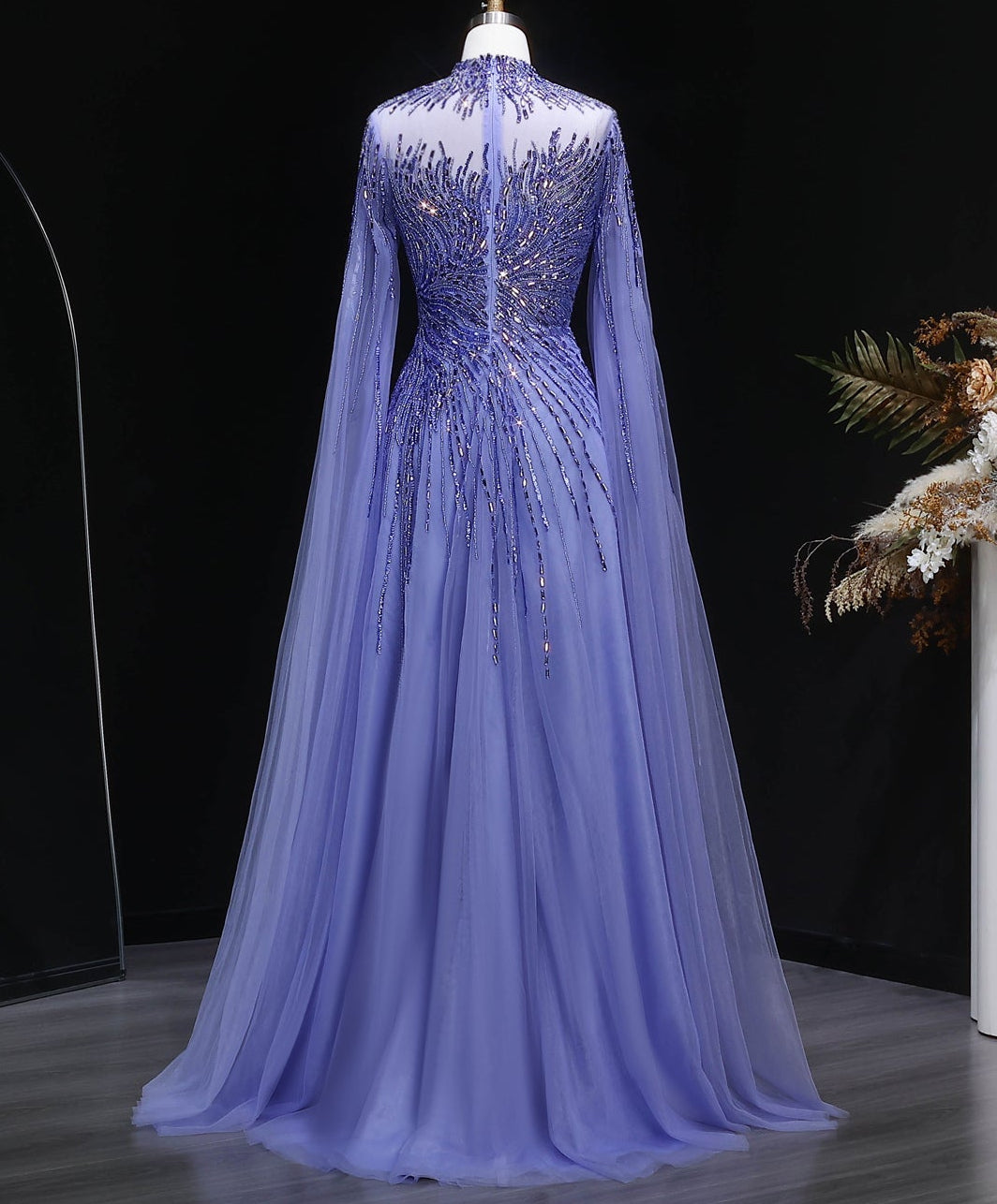 Aliyah Tulle Cape Gown