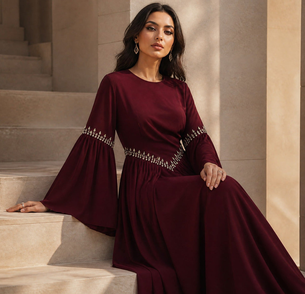 Zarmina Beaded Chiffon Dress