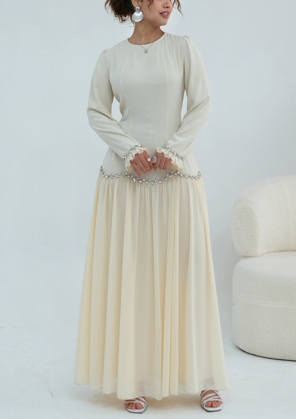 Mahnoor Beaded Chiffon Dress