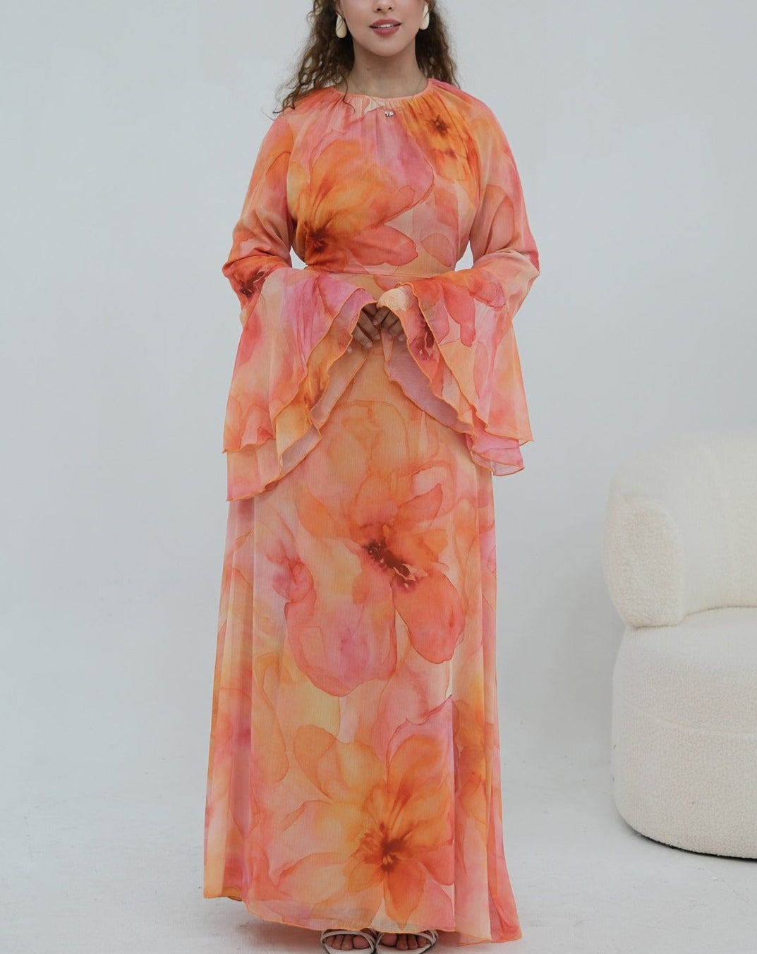 Daani-Ruffle Printed Maxi Dress