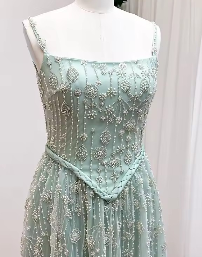 Zariya Pearl Beaded Gown