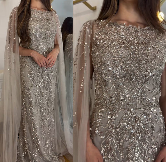 Aamira Embellished Cape Gown