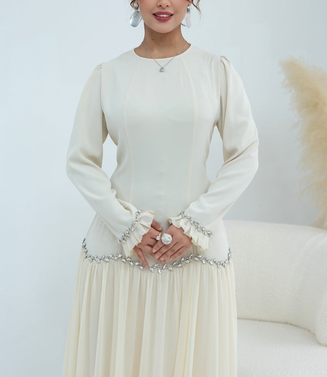 Mahnoor Beaded Chiffon Dress
