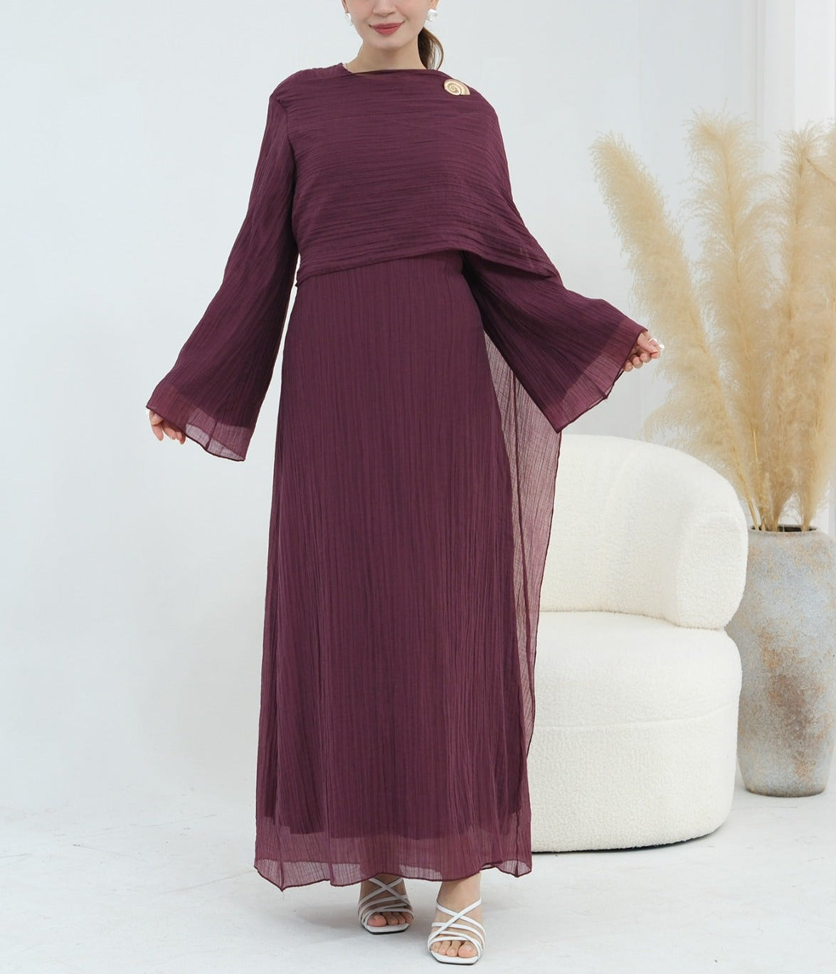 Elara Pleated Maxi Dress