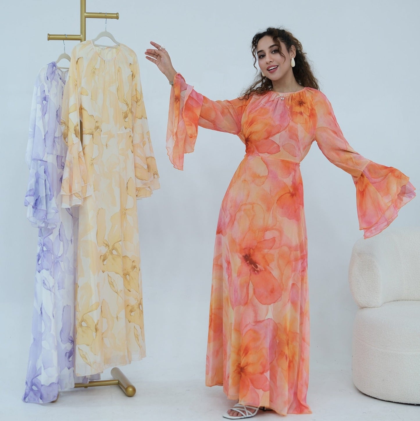 Daani-Ruffle Printed Maxi Dress