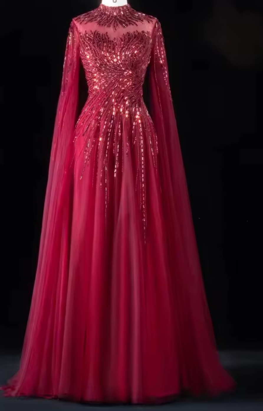 Aliyah Tulle Cape Gown