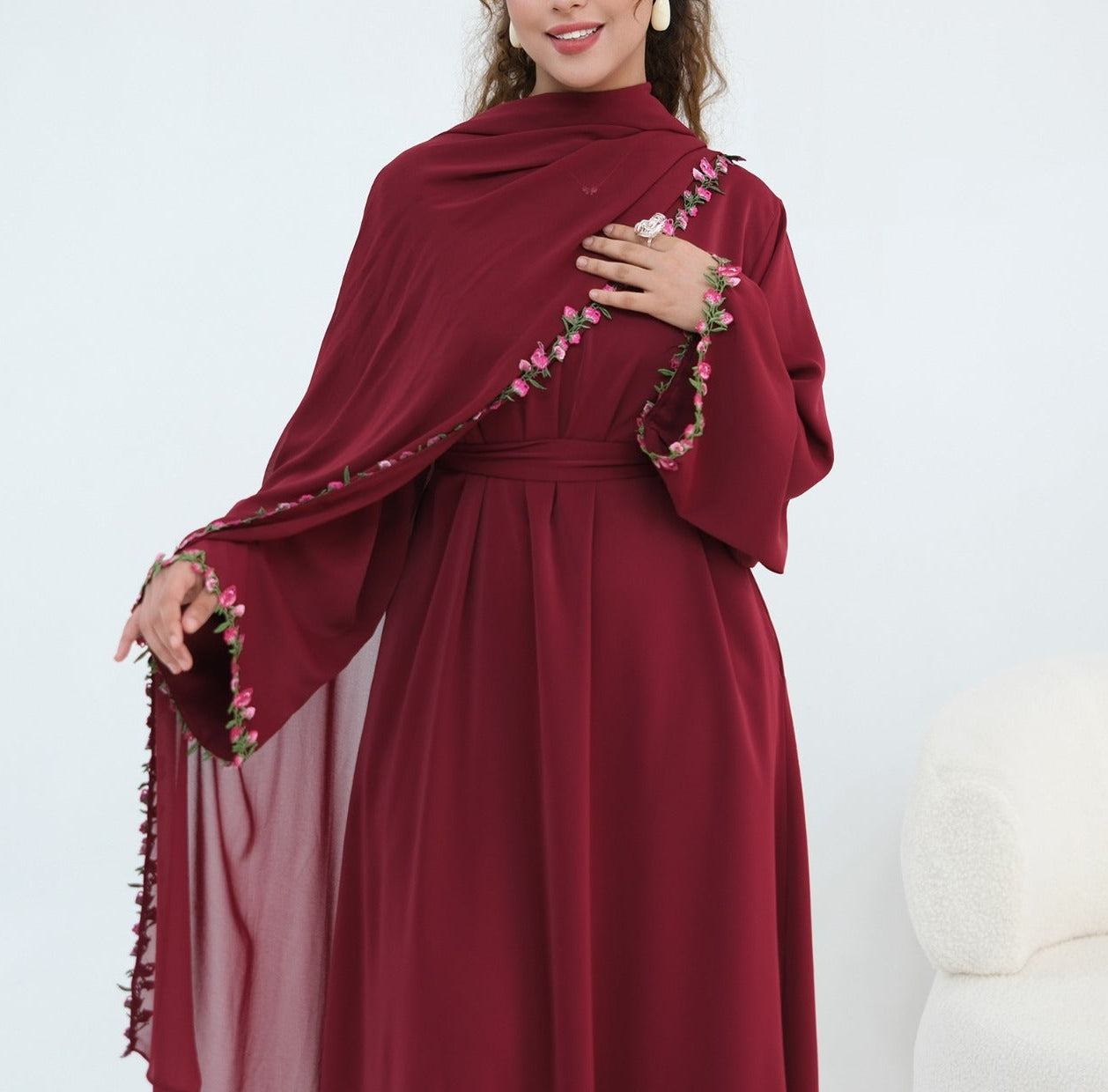 Nazema Floral Lace Abaya & Hijab