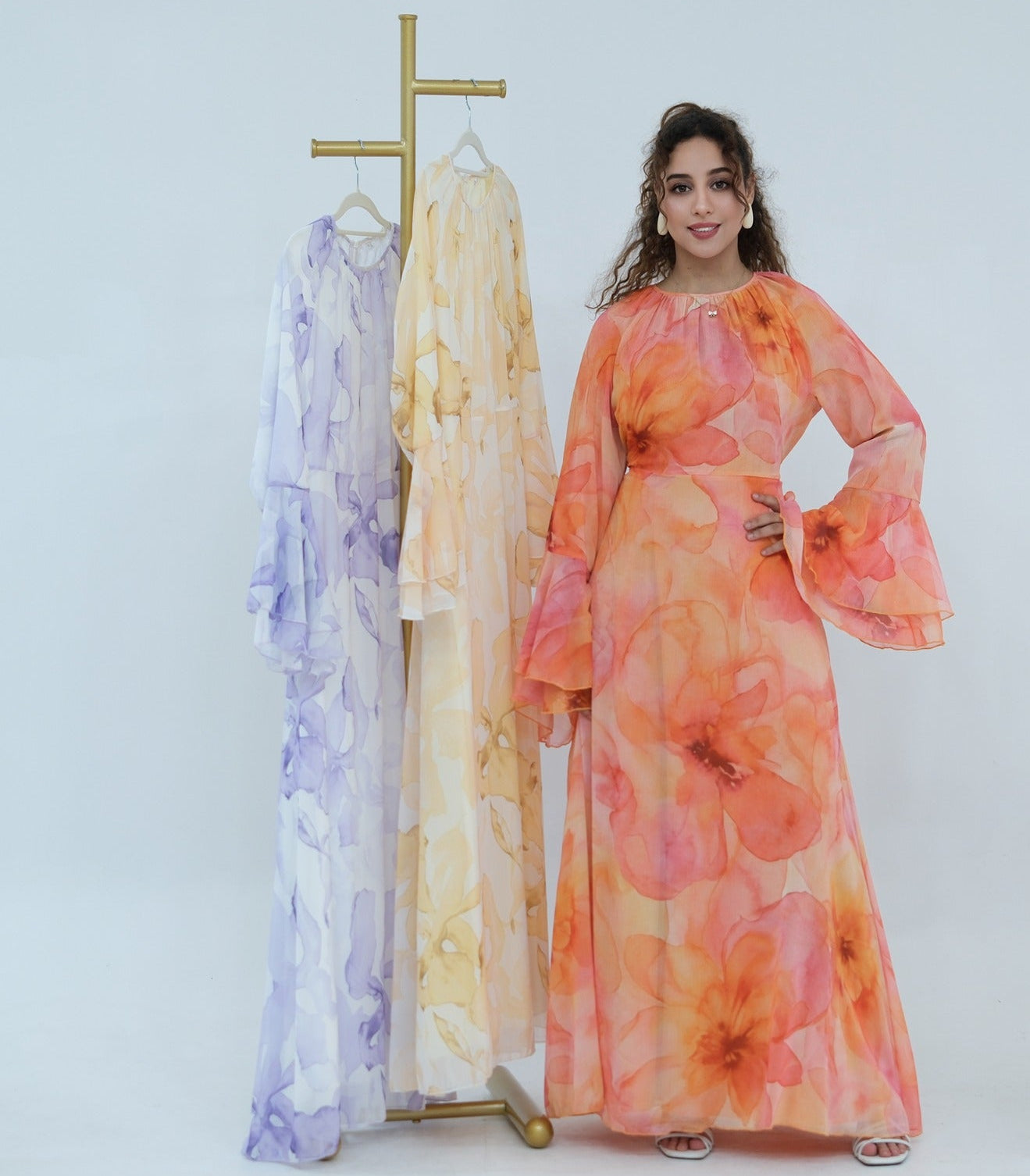Daani-Ruffle Printed Maxi Dress