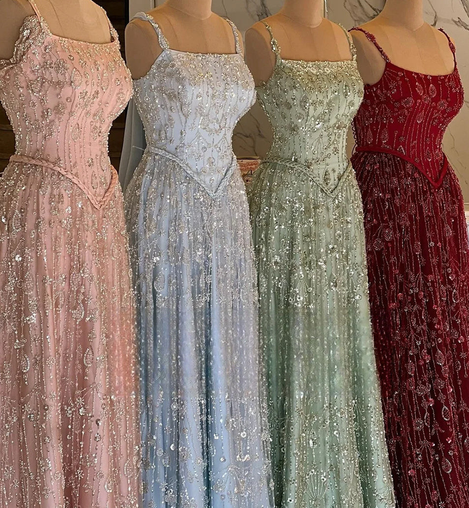 Zariya Pearl Beaded Gown