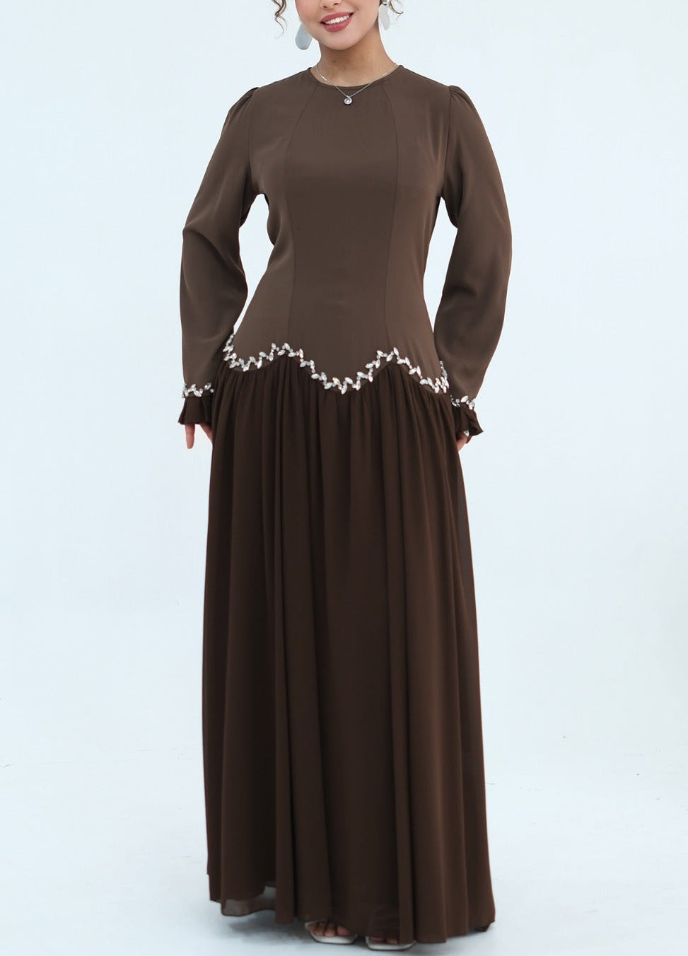 Mahnoor Beaded Chiffon Dress