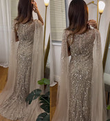 Aamira Embellished Cape Gown