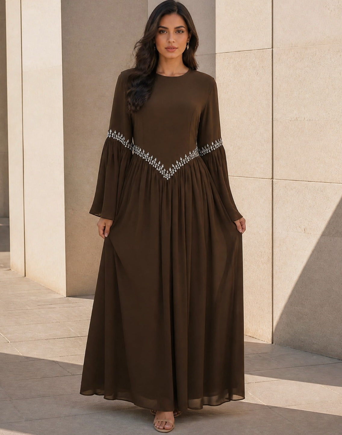 Zarmina Beaded Chiffon Dress