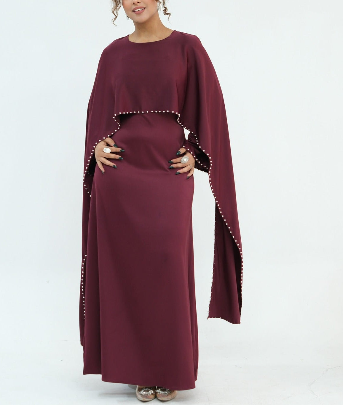 Zamina Pearl Dress- Satin Material