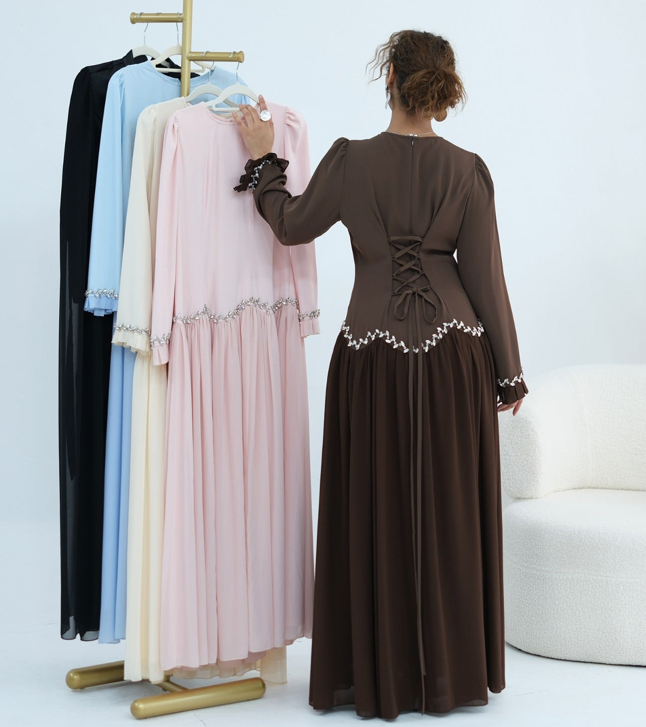 Mahnoor Beaded Chiffon Dress