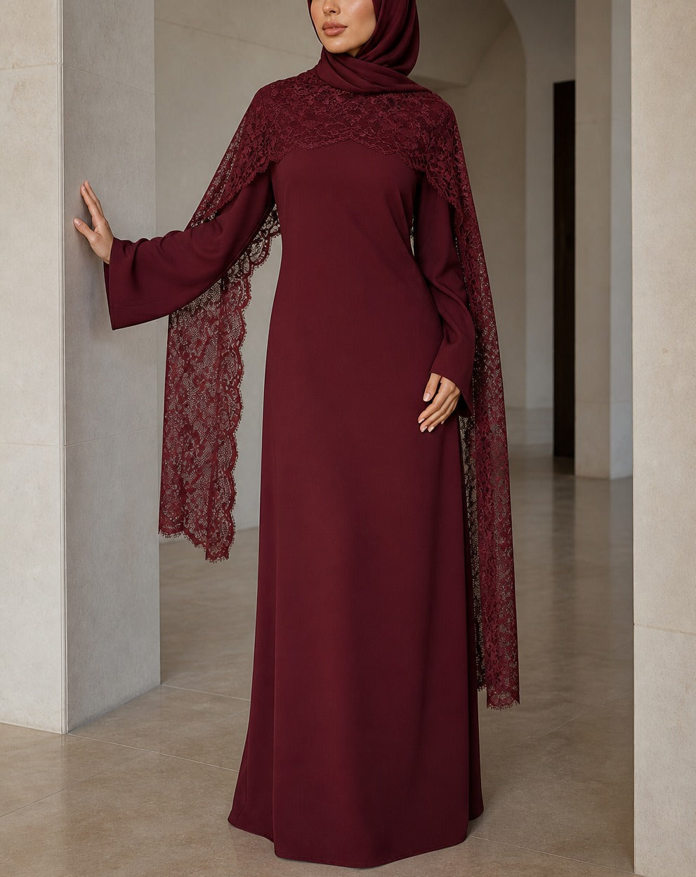 Sia-Lace Cape Abaya