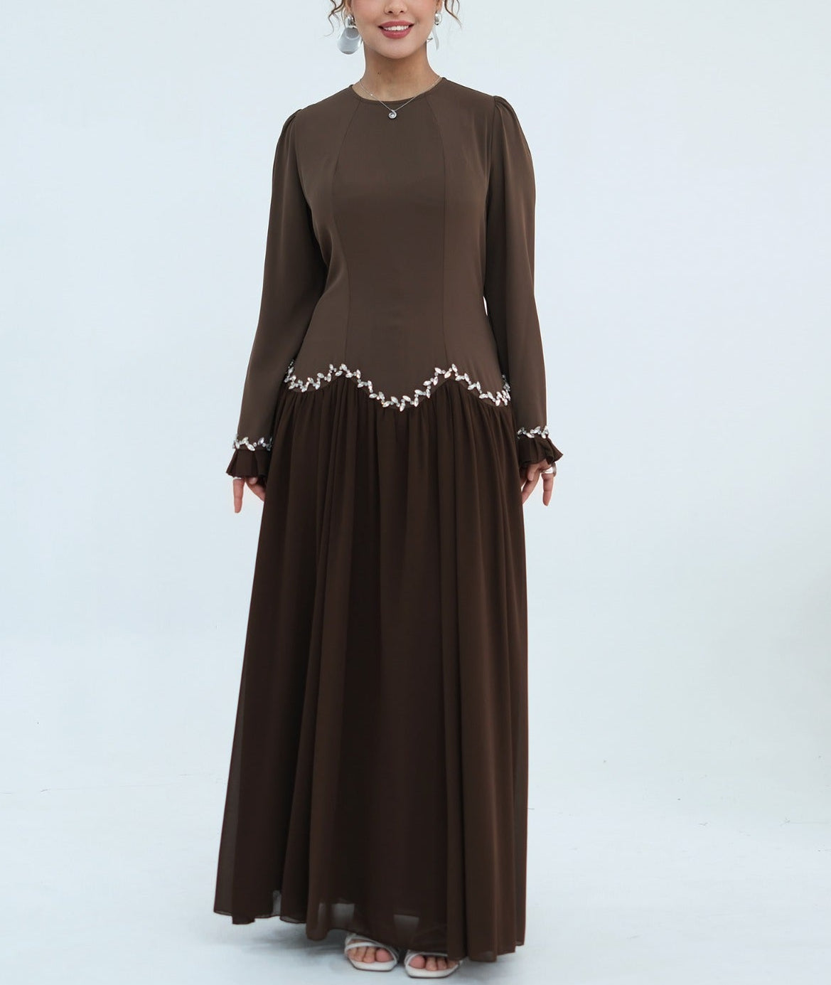 Mahnoor Beaded Chiffon Dress