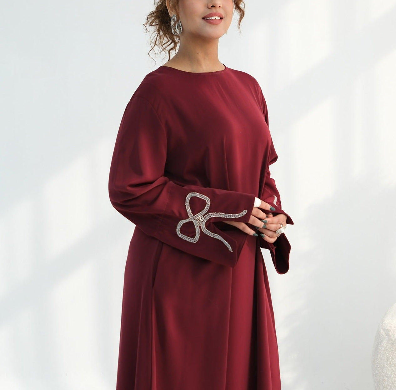Sumara Bow Embroidery Abaya