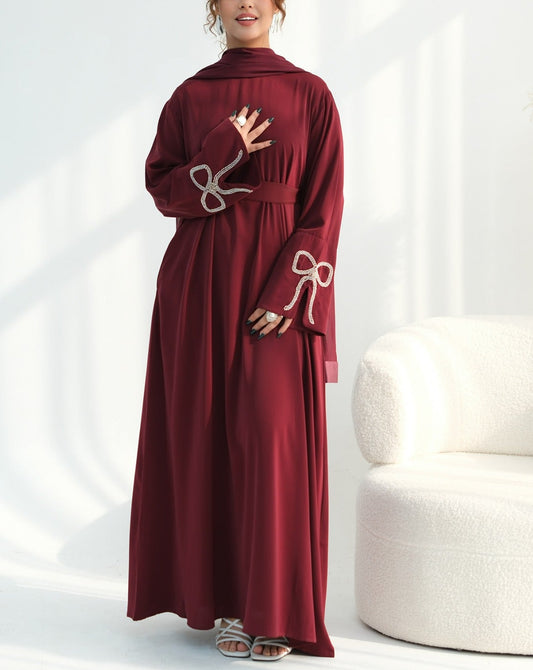 Sumara Bow Embroidery Abaya