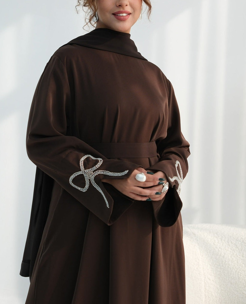 Sumara Bow Embroidery Abaya