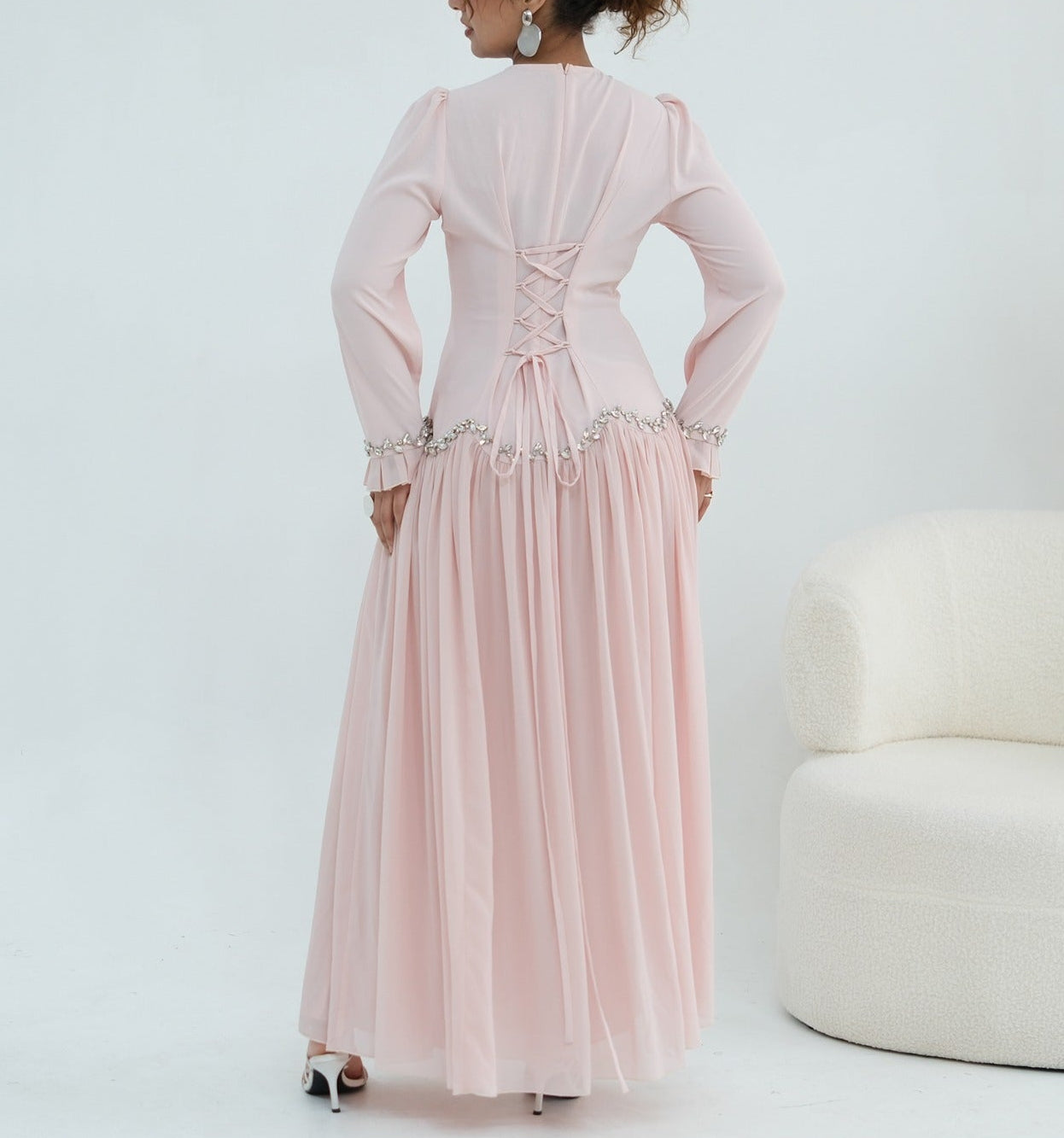 Mahnoor Beaded Chiffon Dress