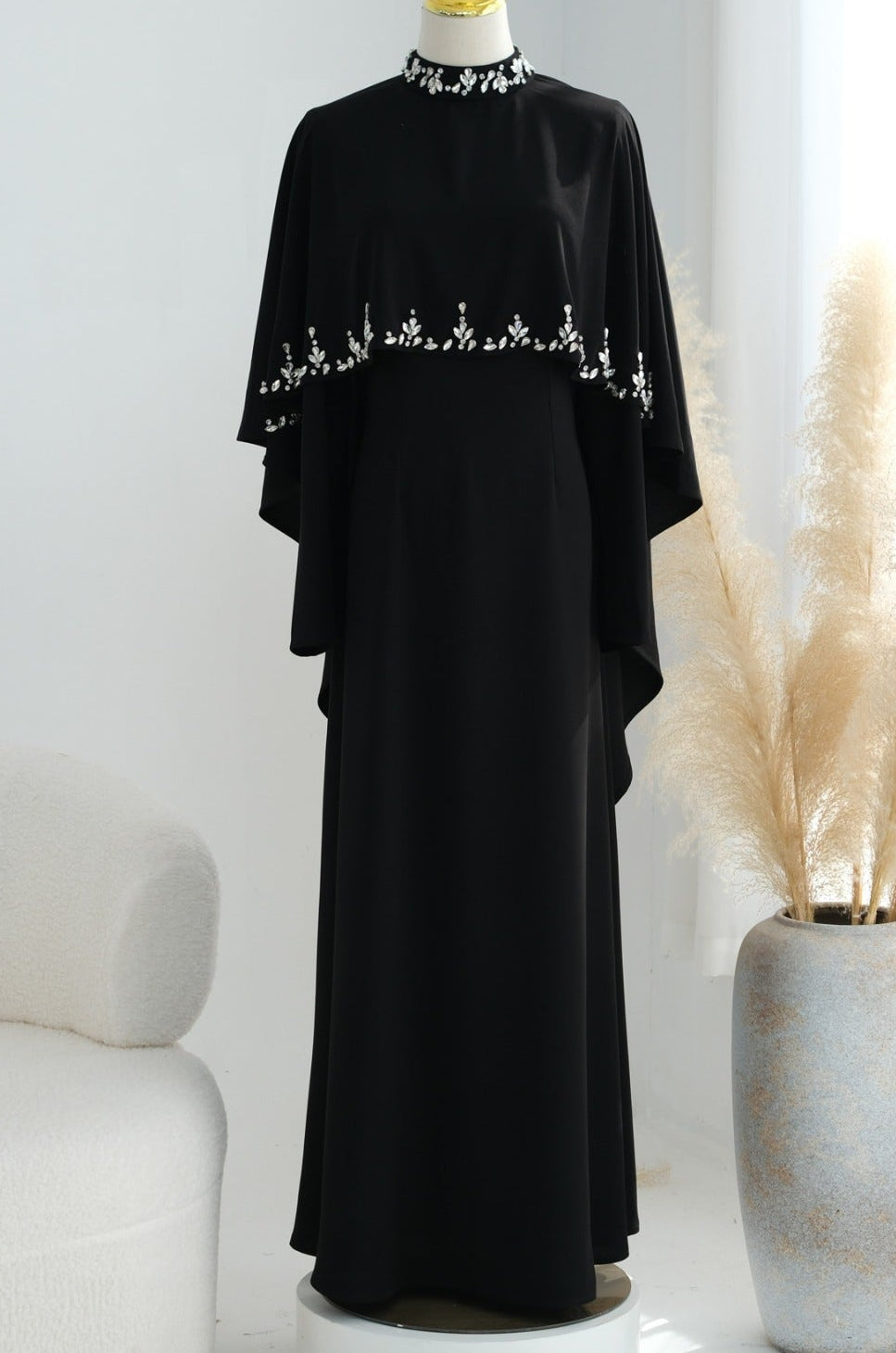 Zaibah Beaded Cape Dress