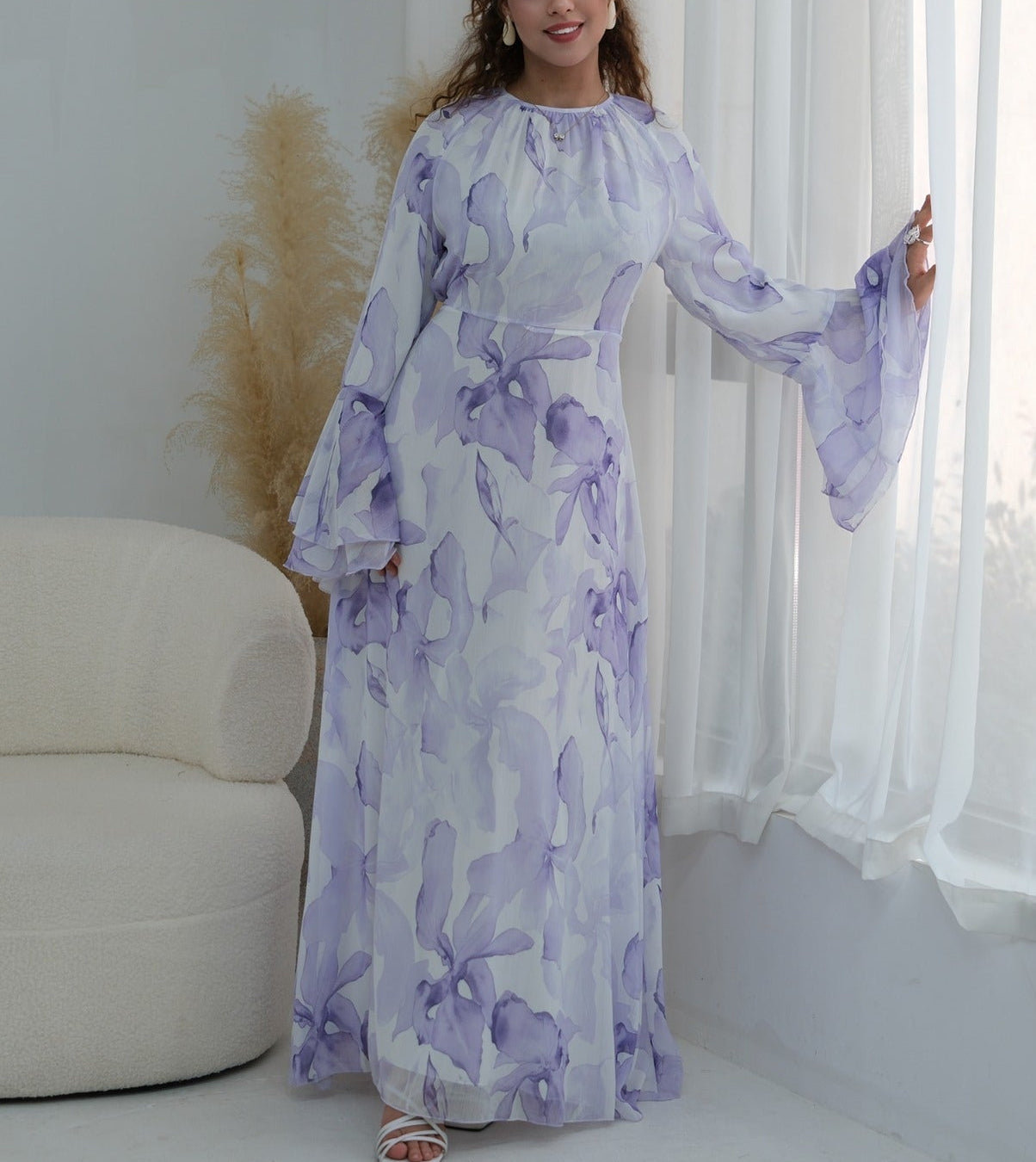 Daani-Ruffle Printed Maxi Dress