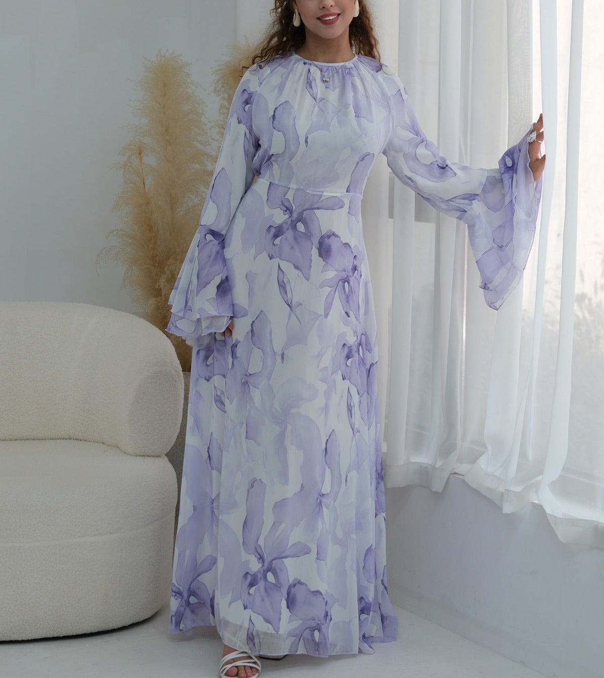 Daani-Ruffle Printed Maxi Dress