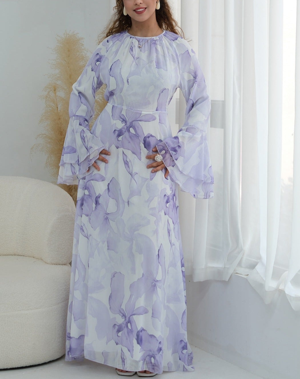 Daani-Ruffle Printed Maxi Dress