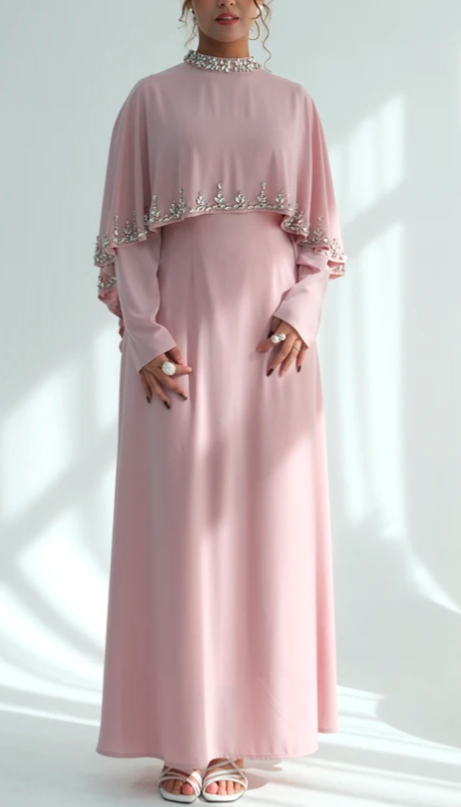 Zaibah Beaded Cape Dress