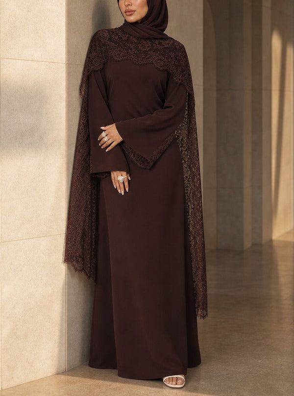 Sia-Lace Cape Maxi Dress