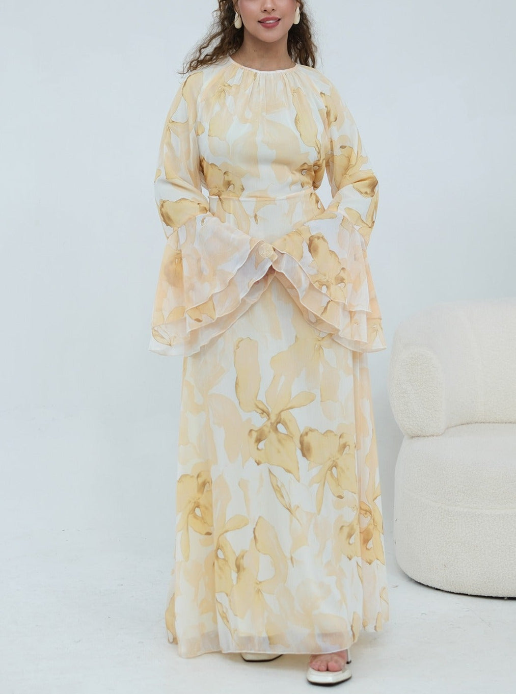 Daani-Ruffle Printed Maxi Dress