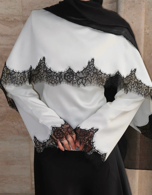 Rayna-Satin Lace Top