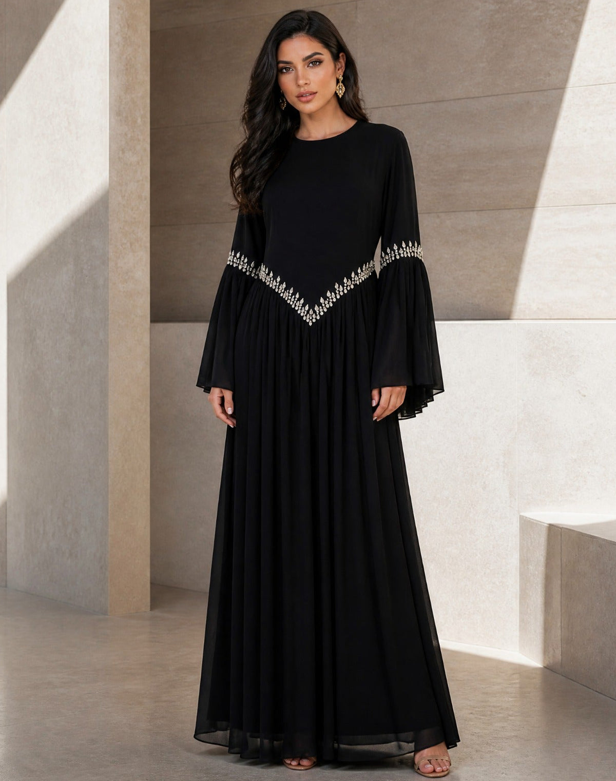 Zarmina Beaded Chiffon Dress