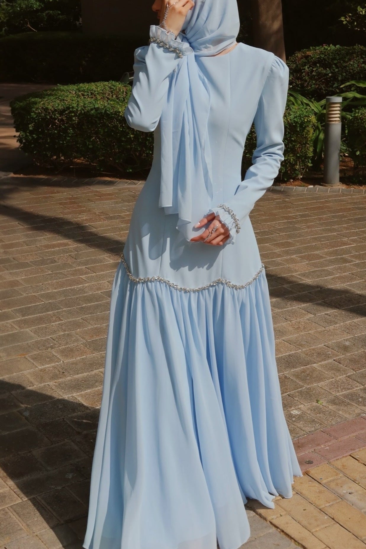 Mahnoor Beaded Chiffon Dress