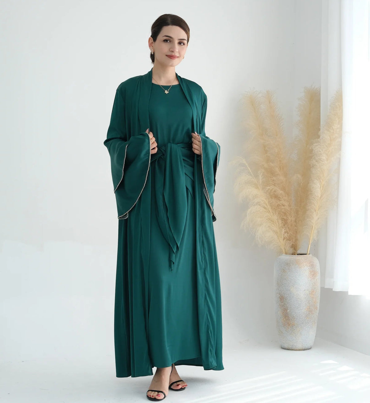 Humera Satin Abaya Set