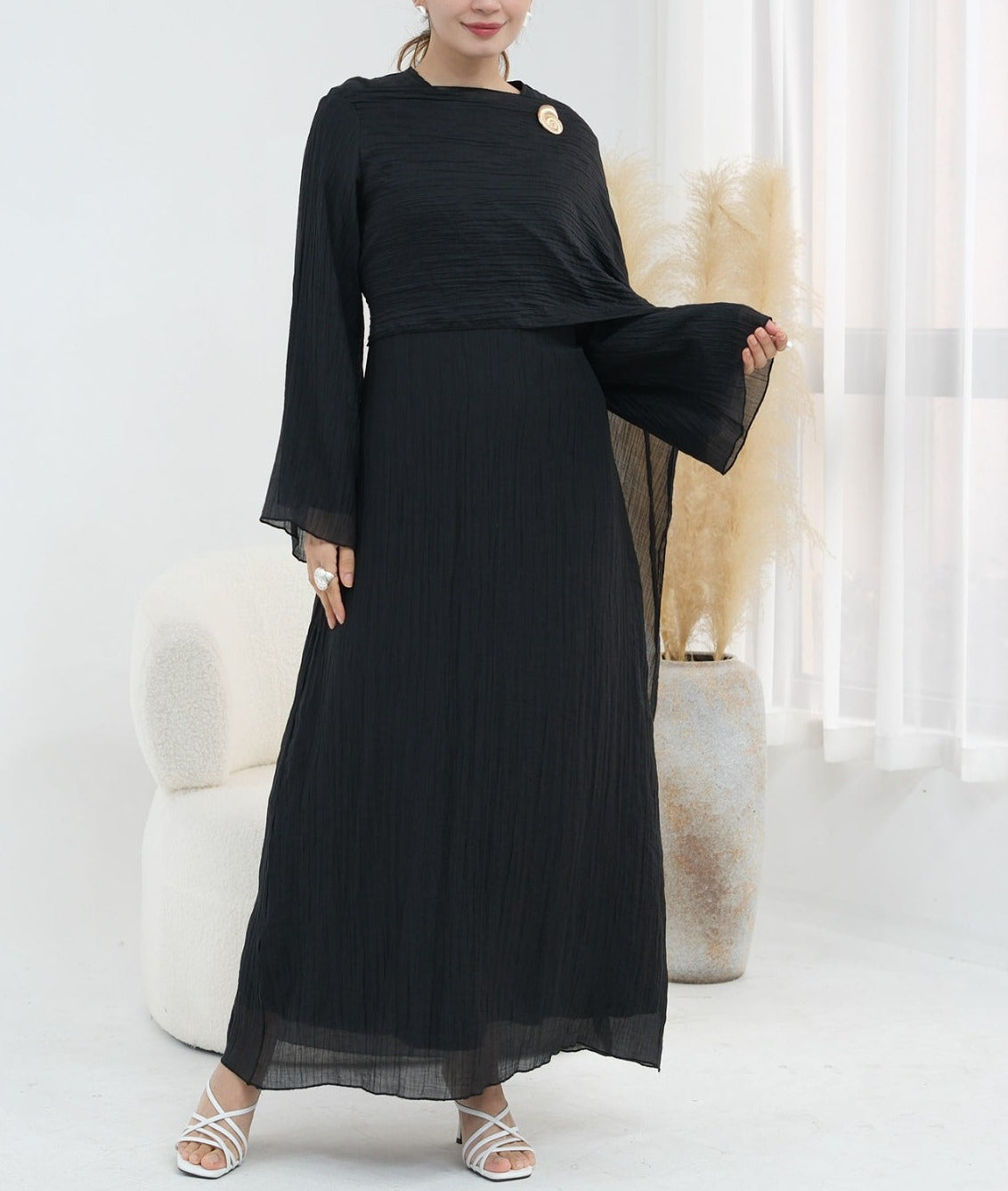 Elara Pleated Maxi Dress