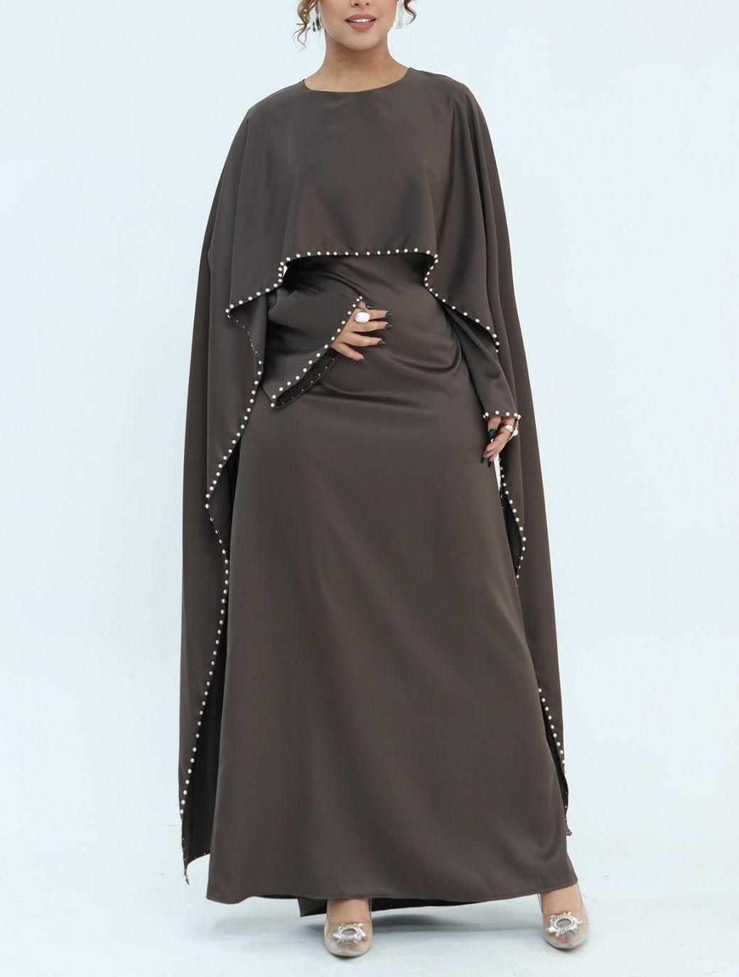 Zamina Pearl Dress- Satin Material