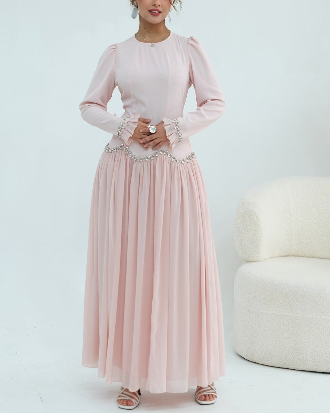 Mahnoor Beaded Chiffon Dress