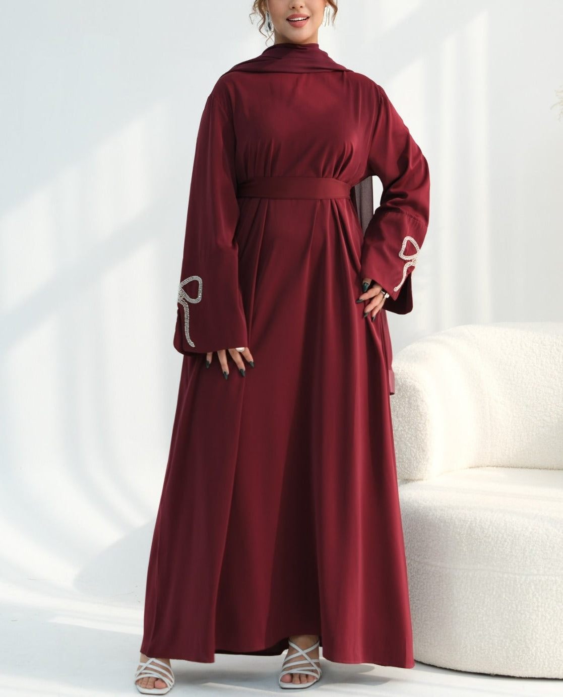 Sumara Bow Embroidery Abaya