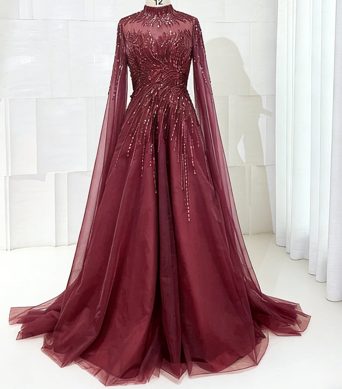 Aliyah Tulle Cape Gown