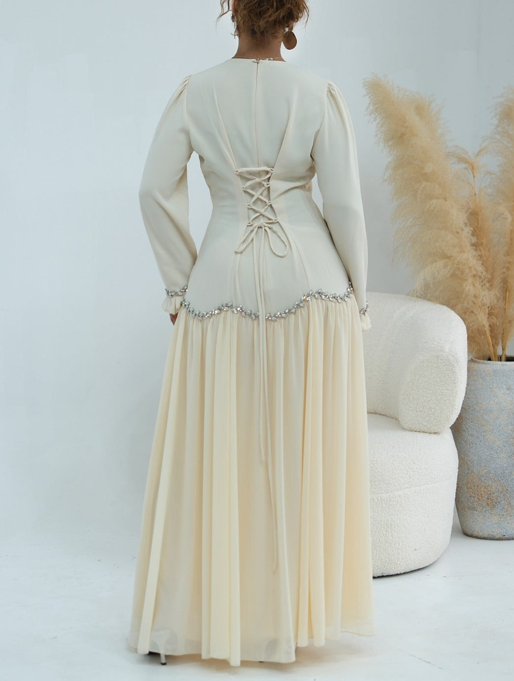Mahnoor Beaded Chiffon Dress