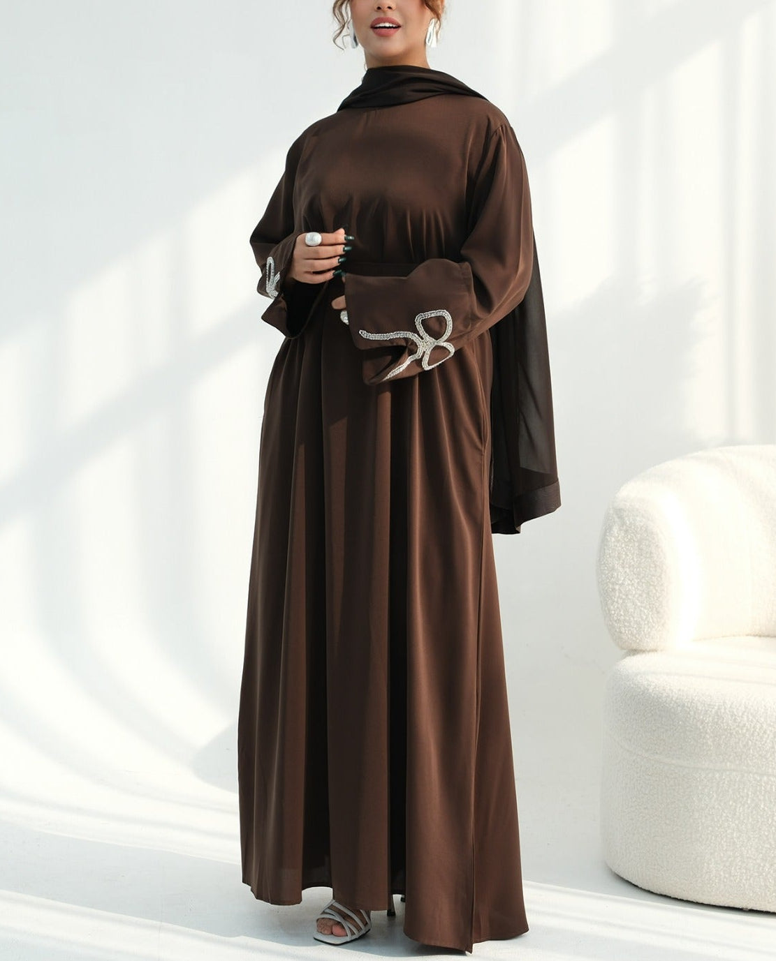 Sumara Bow Embroidery Abaya
