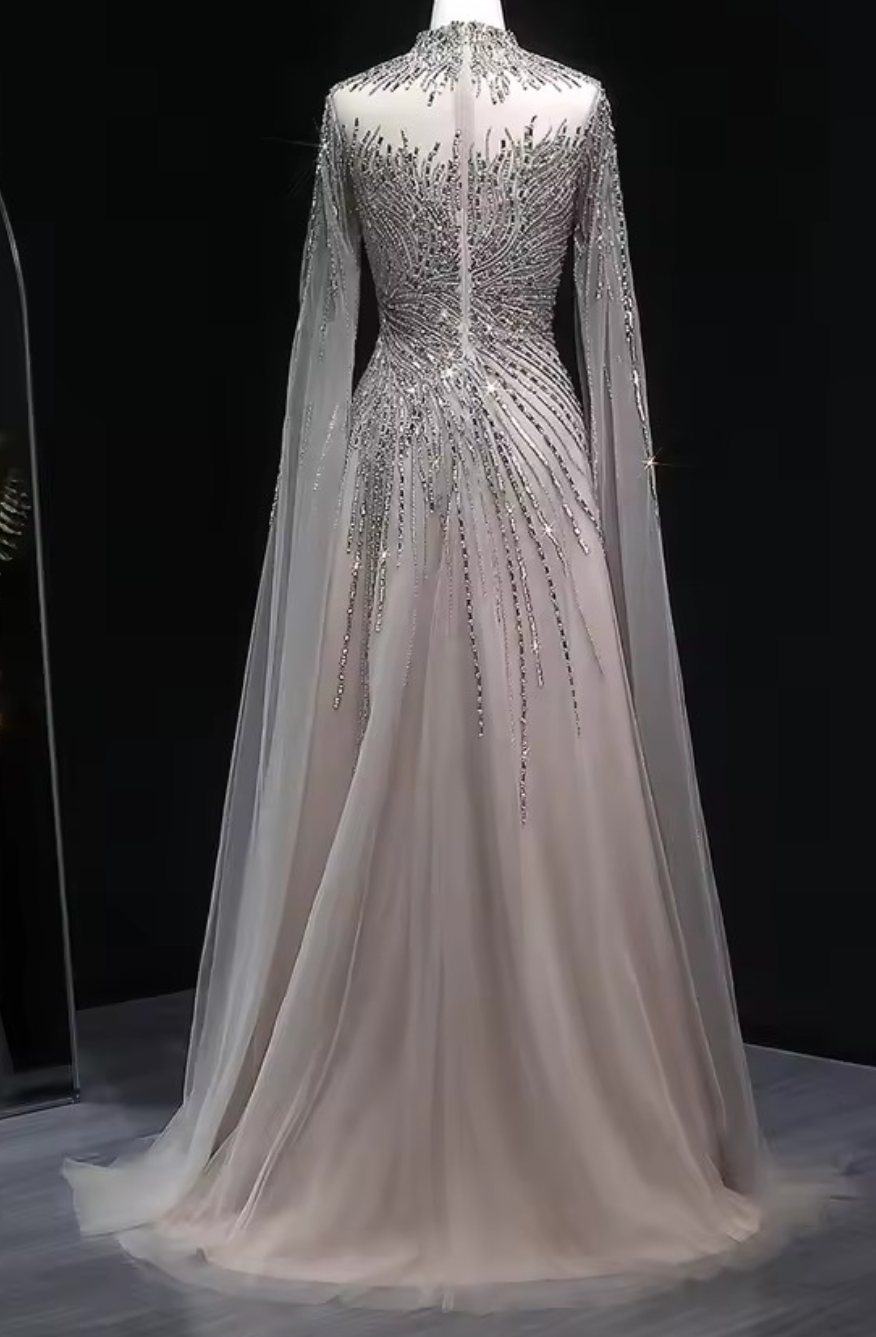 Aliyah Tulle Cape Gown