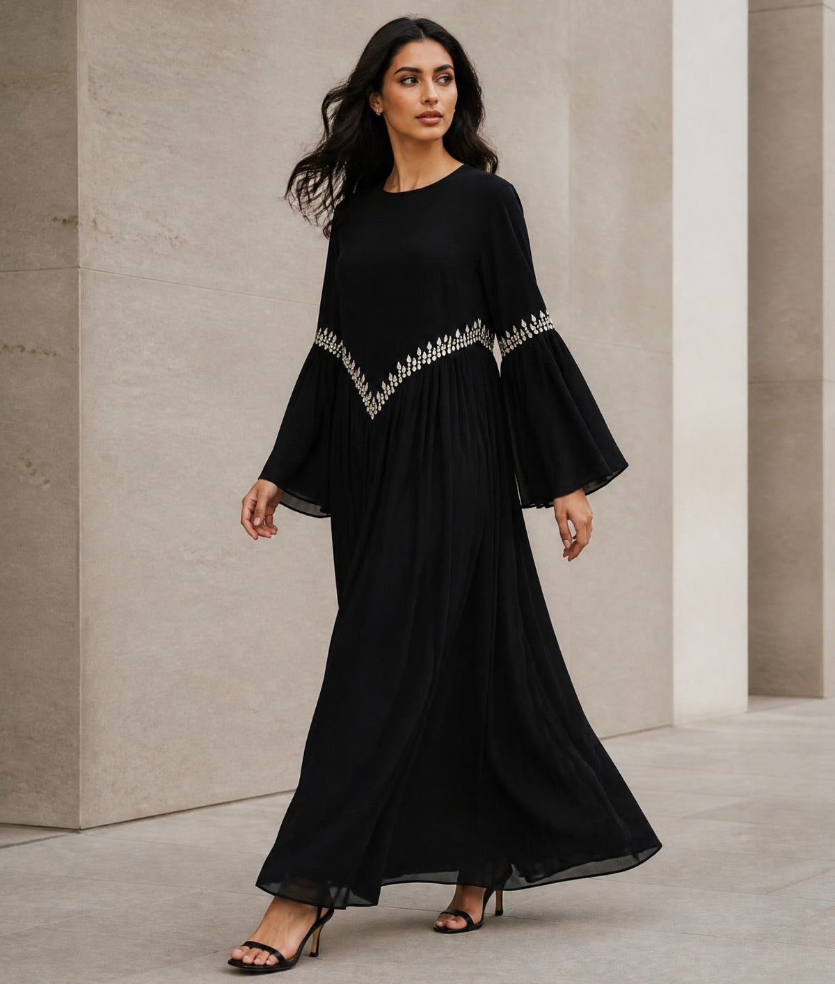 Zarmina Beaded Chiffon Dress