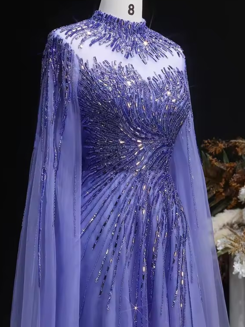 Aliyah Tulle Cape Gown