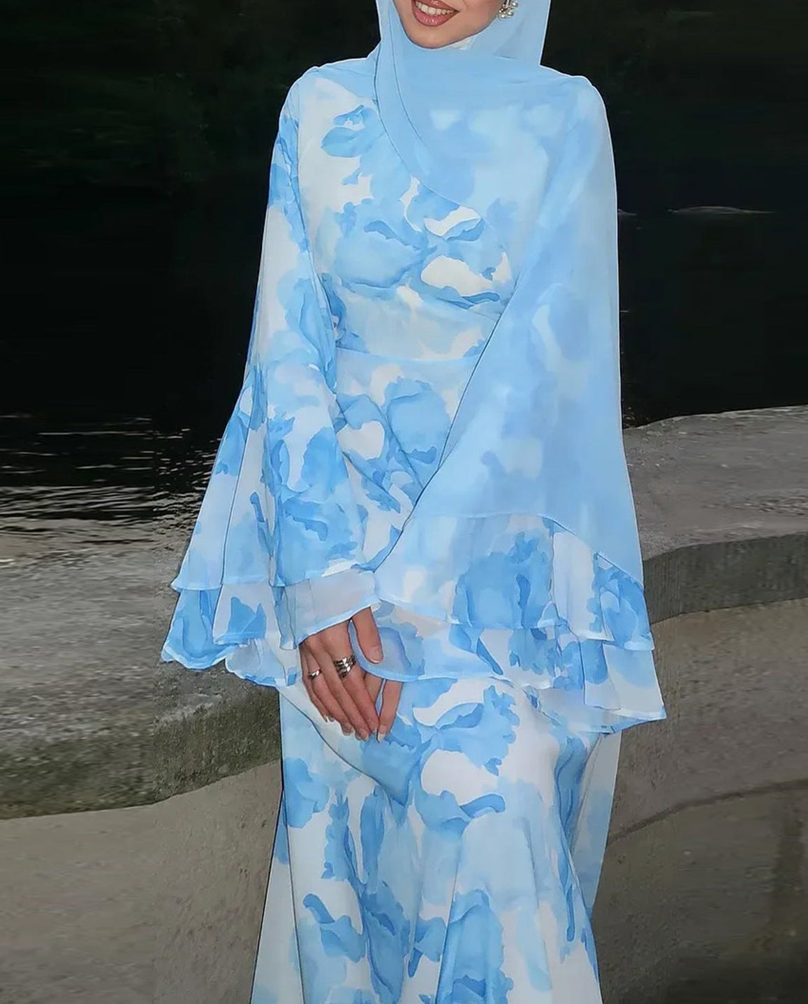 Daani-Ruffle Printed Maxi Dress
