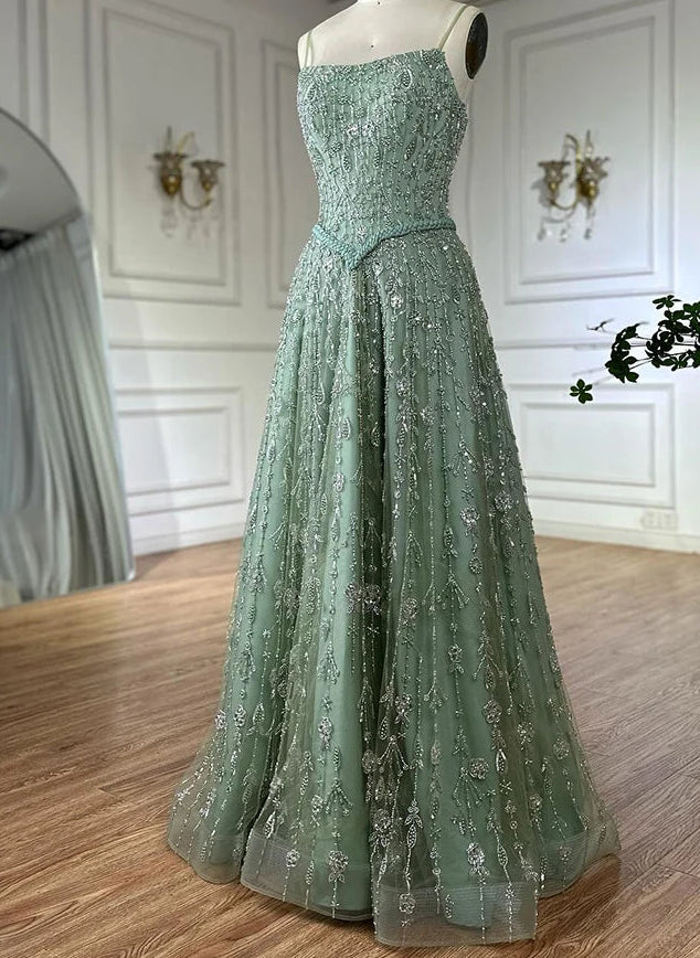 Zariya Pearl Beaded Gown