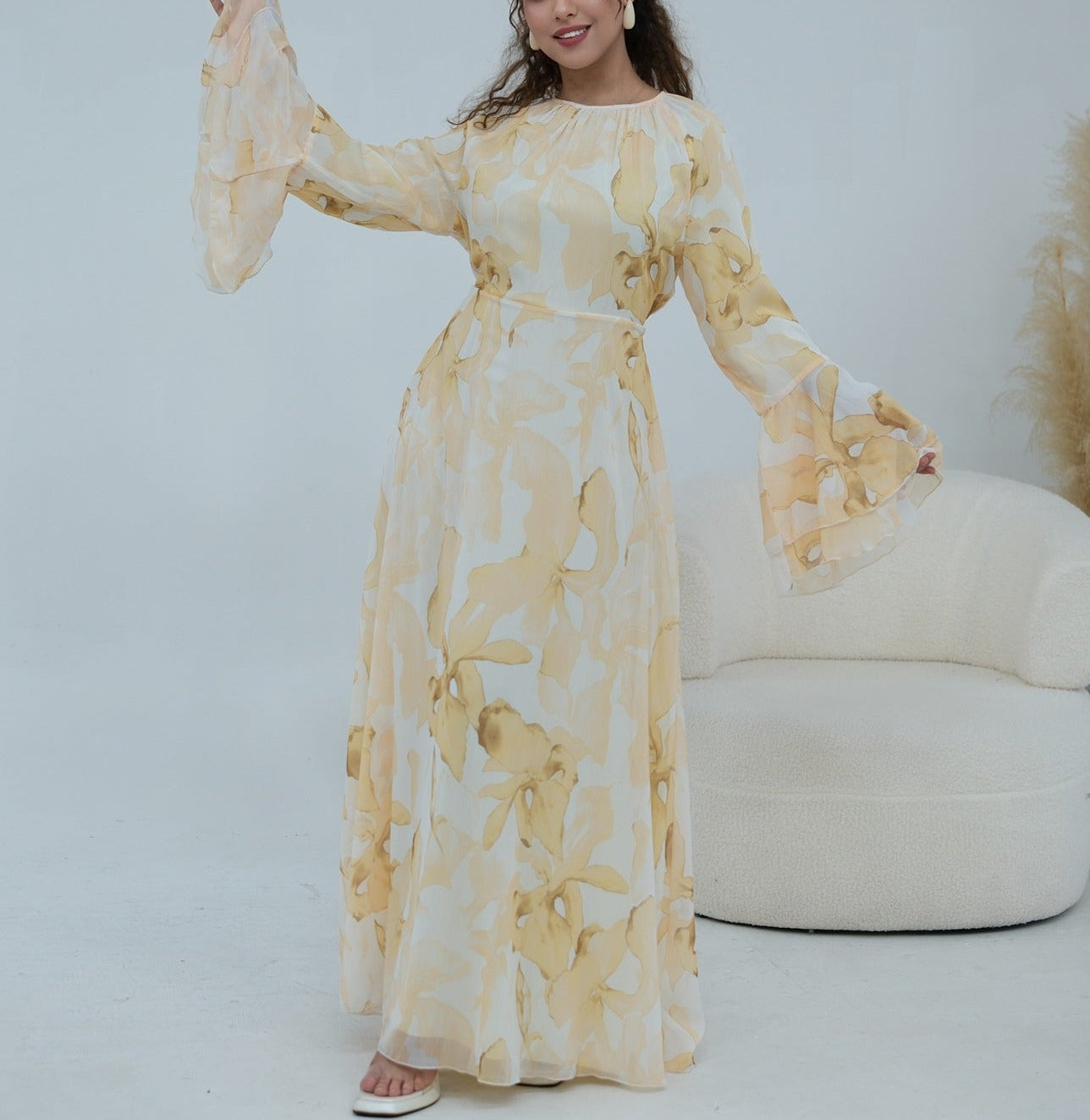 Daani-Ruffle Printed Maxi Dress